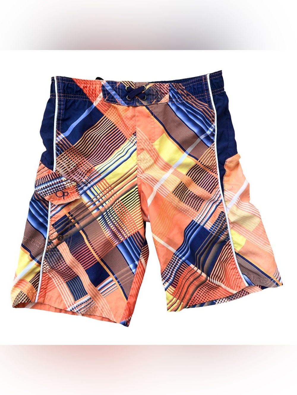 OP Multicolor Orange Swim Trunks With Drawstring Youth Large
